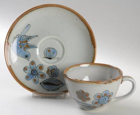 El Palomar Blue Flat Cup & Saucer Set