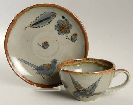 El Palomar Blue Flat Cup & Saucer Set
