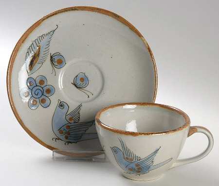 El Palomar Blue Flat Cup & Saucer Set