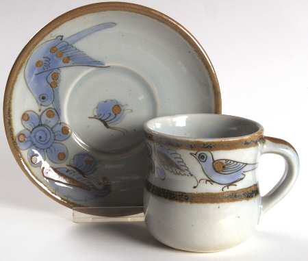 El Palomar Blue Flat Cup & Saucer Set