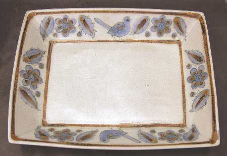 El Palomar Blue 14" Rectangular Serving Platter by Ken Edwards Pottery