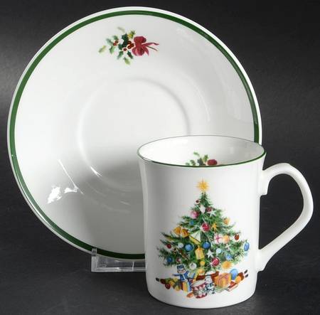 Seasons Greetings Flat Cup & Saucer Set