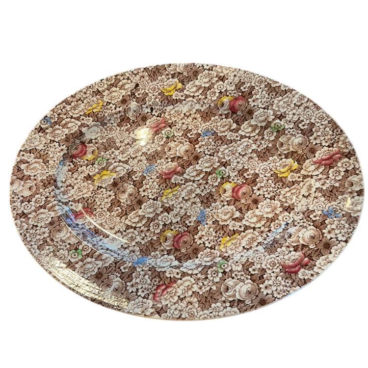 Rosalie Brown Multicolor 16" Oval Serving Platter