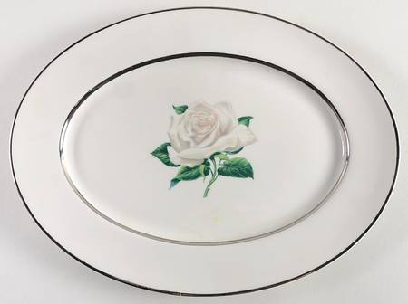 Gray Rose 11" Oval Serving Platter