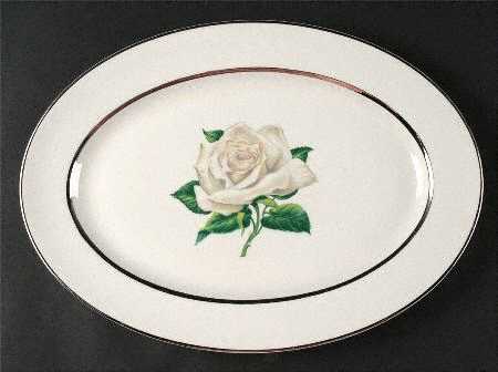 Gray Rose 13" Oval Serving Platter