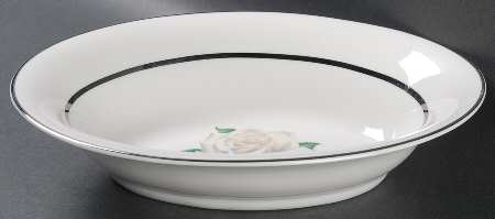 Gray Rose 10" Oval Vegetable Bowl