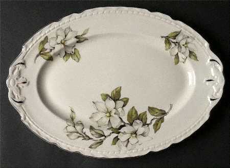 Silver Gardenia (Rim, Scalloped) 13" Oval Serving Platter