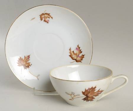 Autumn Leaves Flat Cup & Saucer Set
