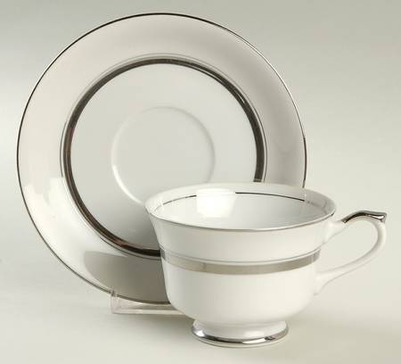 Crown Platinum Footed Cup & Saucer Set