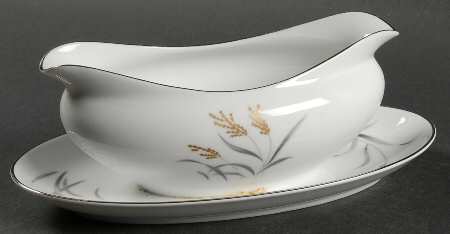 Golden Breeze Gravy Boat with Attached Underplate