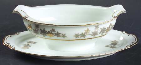 Golden Silhouette Gravy Boat with Attached Underplate