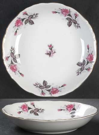 Gray Moss Rose (Scalloped) Coupe Soup Bowl