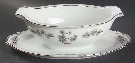Silver Cone Gravy Boat with Attached Underplate