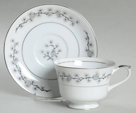 Silver Cone Footed Cup & Saucer Set
