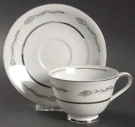 Silver Wheat (1106) Footed Cup & Saucer Set