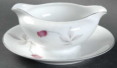 Tea Rose Gravy Boat with Attached Underplate