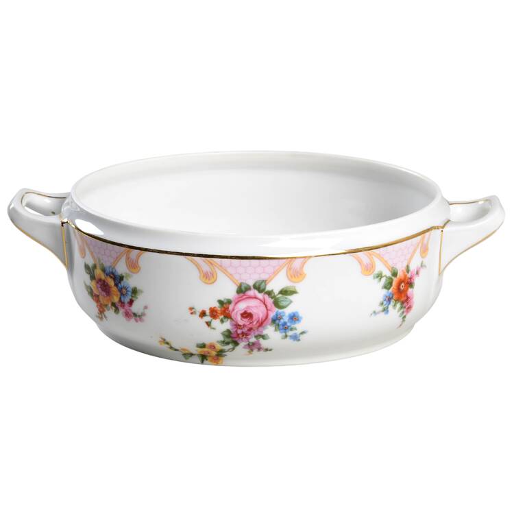 Bridal Rose (Cream Background) Round Vegetable No Lid