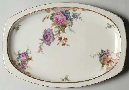 Bridal Rose (Cream Background) 12" Oval Serving Platter