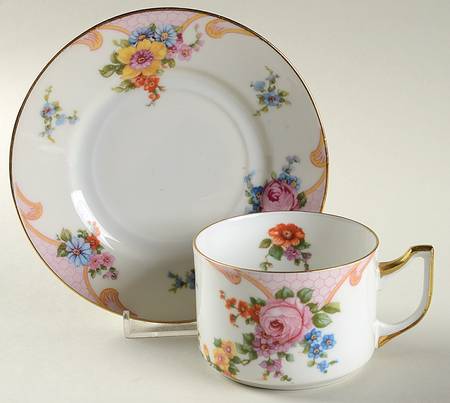 Bridal Rose (Cream Background) Flat Cup & Saucer Set