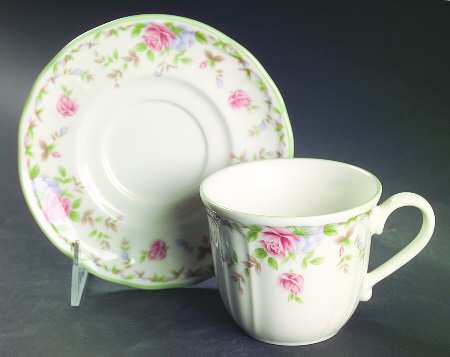 Morning Rose Flat Cup & Saucer Set