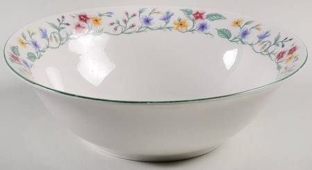 Caprice (Green Trim) 9" Round Vegetable Bowl