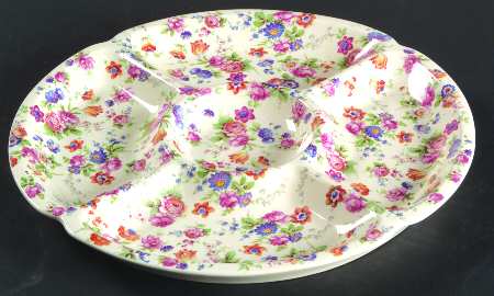 DORSET (CHEERY CHINTZ, GOLD TRIM) 5-Part Relish