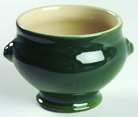 Le Potier Green (Olive) Footed Lion's Head Soup Bowl