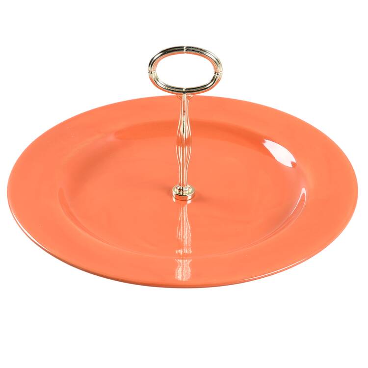 Fiesta Orange Round Serving Plate with Center Handle (Dp) Hc