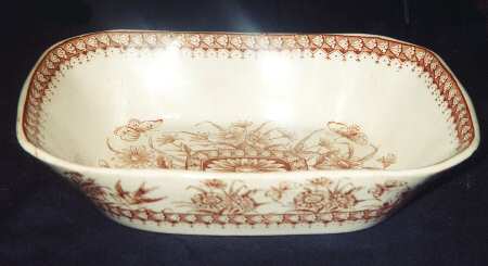 May flower Brown 9" Oval Vegetable Bowl