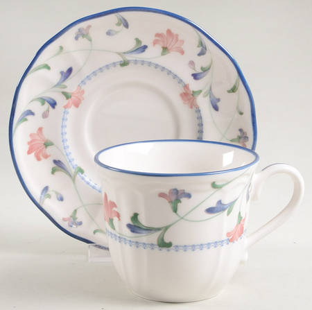 Indigo Garden Flat Cup & Saucer Set