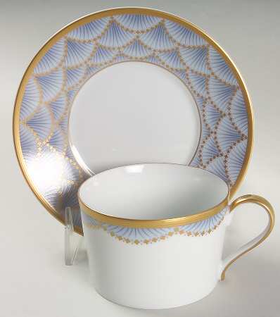 Coronation Blue Flat Cup & Saucer Set