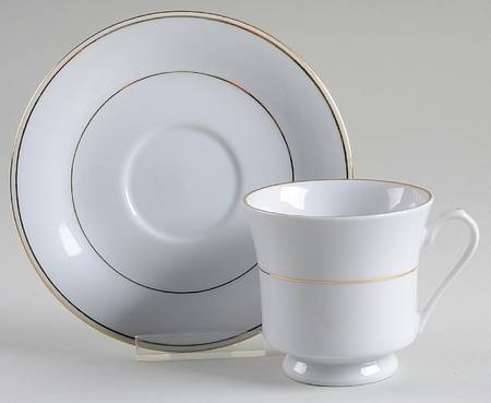 Classic Gold (Coupe, Gold Trim&Rings) Footed Cup & Saucer Set