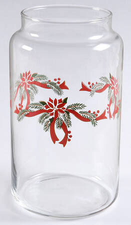 Poinsettia & Ribbon Large Glassware Cylinder Storage Jar No Lid
