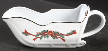Poinsettia & Ribbon Gravy Boat