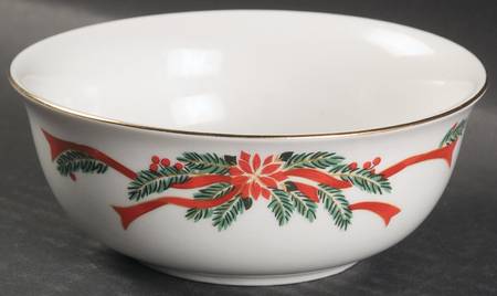 Poinsettia & Ribbon Fruit/Dessert (Sauce) Bowl