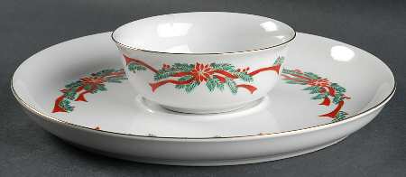 Poinsettia & Ribbon Chip and Dip Set (Uses Fruit Bowl)
