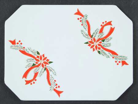 Poinsettia & Ribbon 8" Rectangular Hot Mat,Cardboard Back