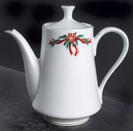 Poinsettia & Ribbon Coffee Pot & Lid