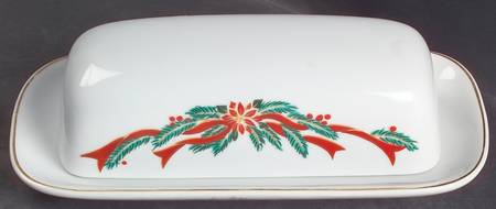 Poinsettia & Ribbon 1/4 Lb Covered Butter
