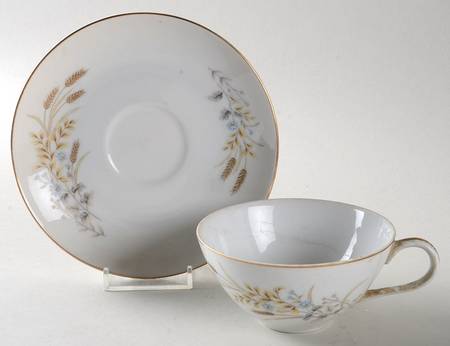 Autumn Wheat Flat Cup & Saucer Set