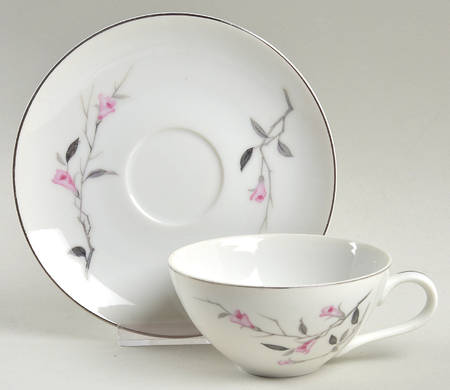 Cherry Blossom Flat Cup & Saucer Set