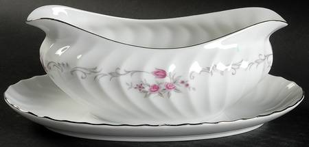 Chateau Rose Gravy Boat with Attached Underplate