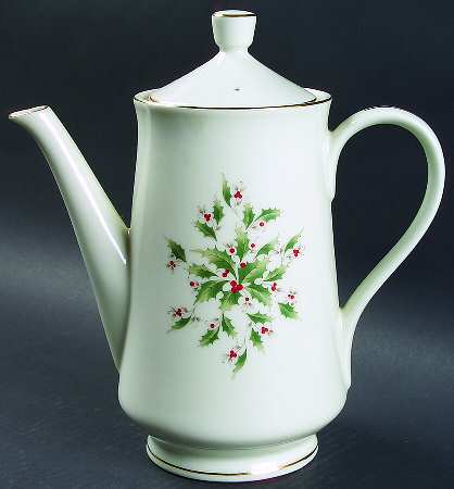Holly Holiday Coffee Pot & Lid
