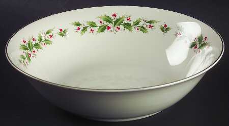 Holly Holiday 9" Round Vegetable Bowl