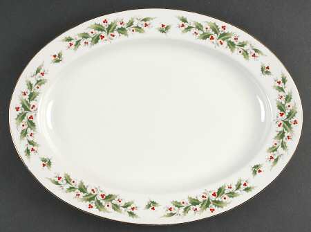 Holly Holiday 14" Oval Serving Platter