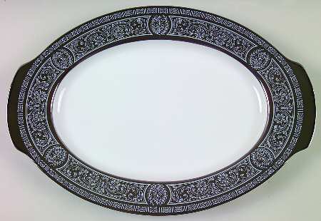 Forest Damask 14" Oval Serving Platter