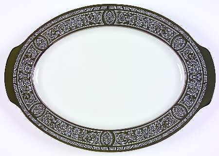 Forest Damask 17" Oval Serving Platter
