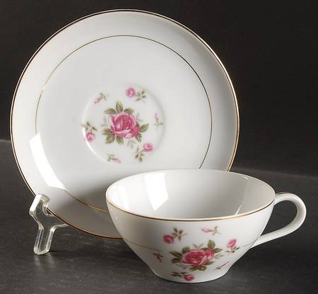Gemini Rose Flat Cup & Saucer Set by Fine China of Japan