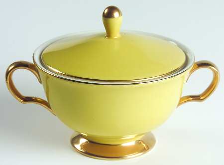 Golden Damask Sugar Bowl & Lid