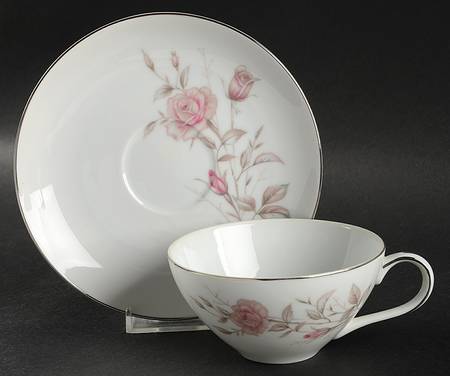 Laura (Platinum Trim) Flat Cup & Saucer Set